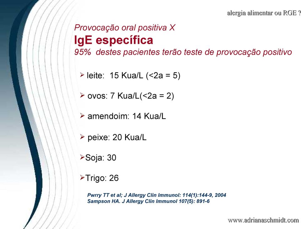 amendoim: 14 Kua/L peixe: 20 Kua/L Soja: 30 Trigo: 26 Pwrry TT et al; J