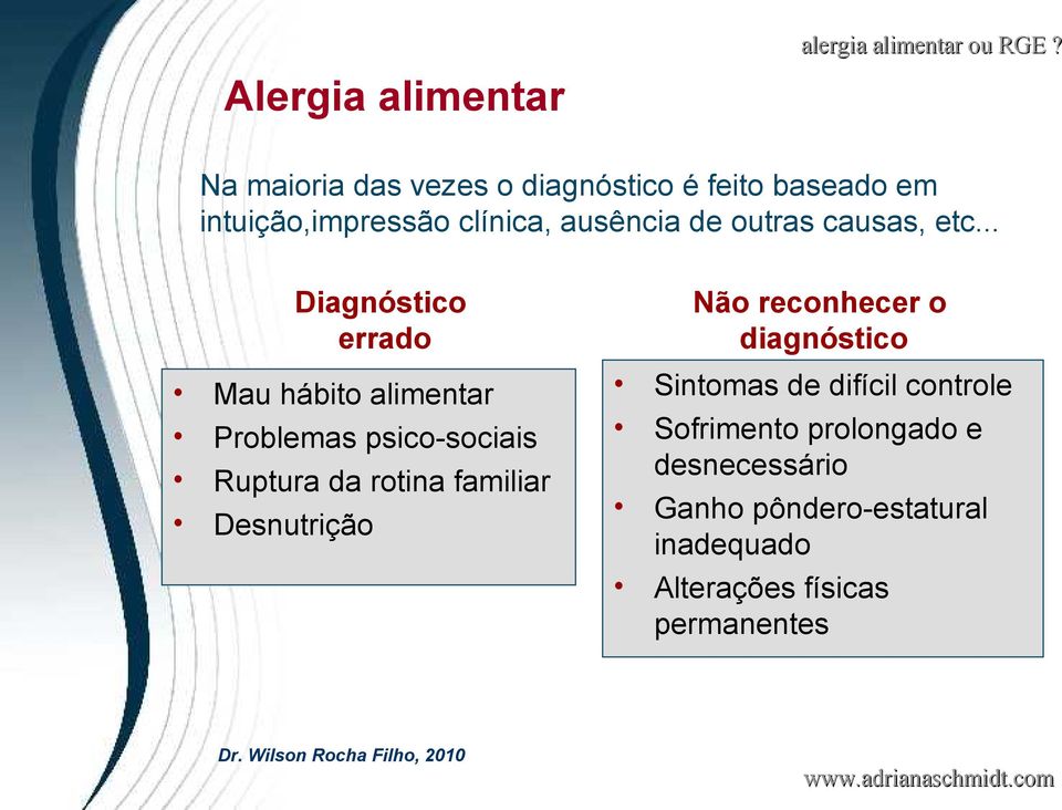 .. Mau hábito alimentar Problemas psico-sociais Ruptura da rotina familiar Desnutrição Diagnóstico errado Não