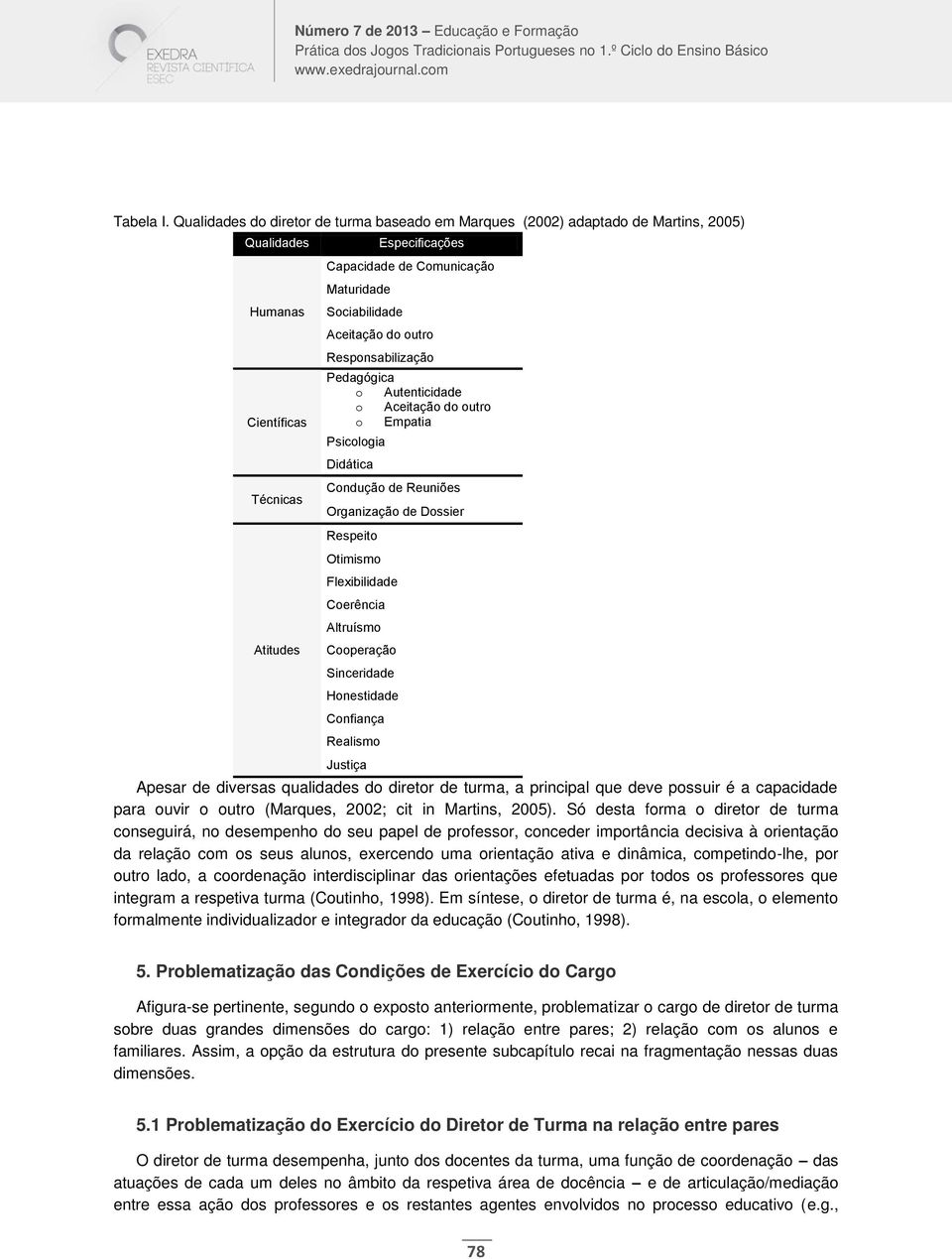 Aceitação do outro Responsabilização Pedagógica o Autenticidade o Aceitação do outro o Empatia Psicologia Didática Condução de Reuniões Organização de Dossier Respeito Otimismo Flexibilidade