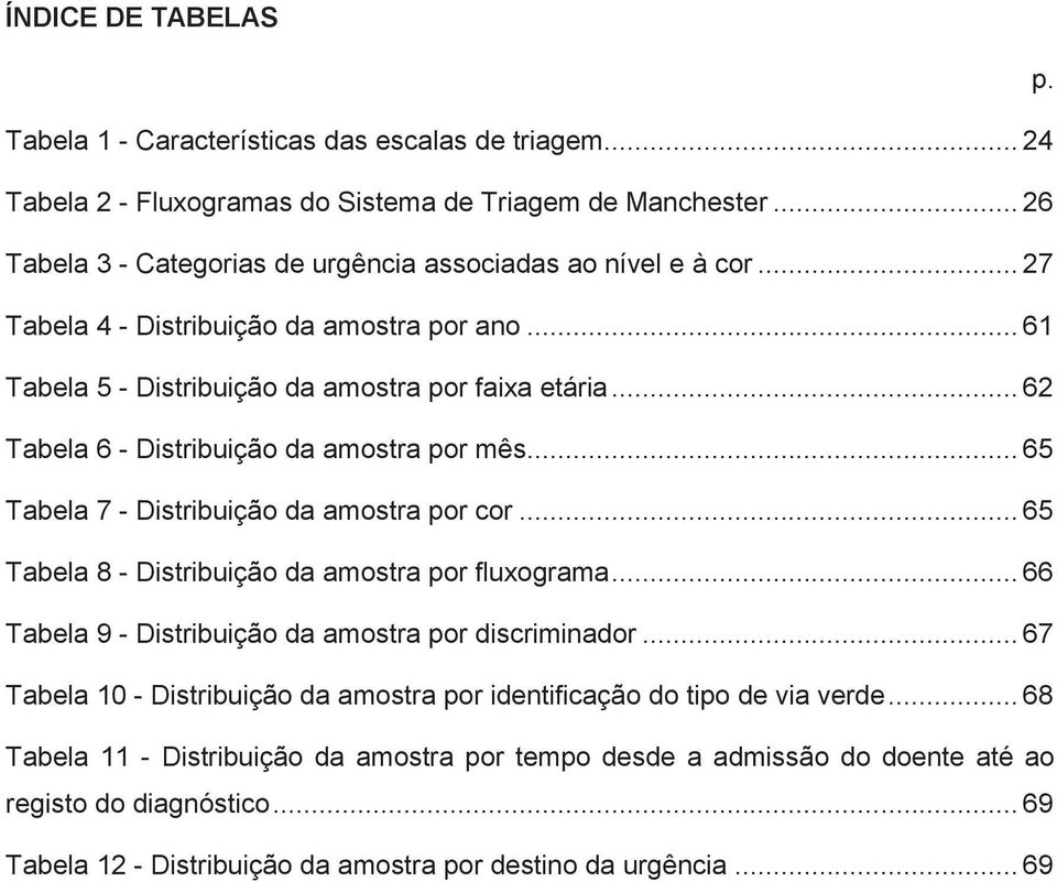 .. 62 Tabela 6 - Distribuição da amostra por mês... 65 Tabela 7 - Distribuição da amostra por cor... 65 Tabela 8 - Distribuição da amostra por fluxograma.