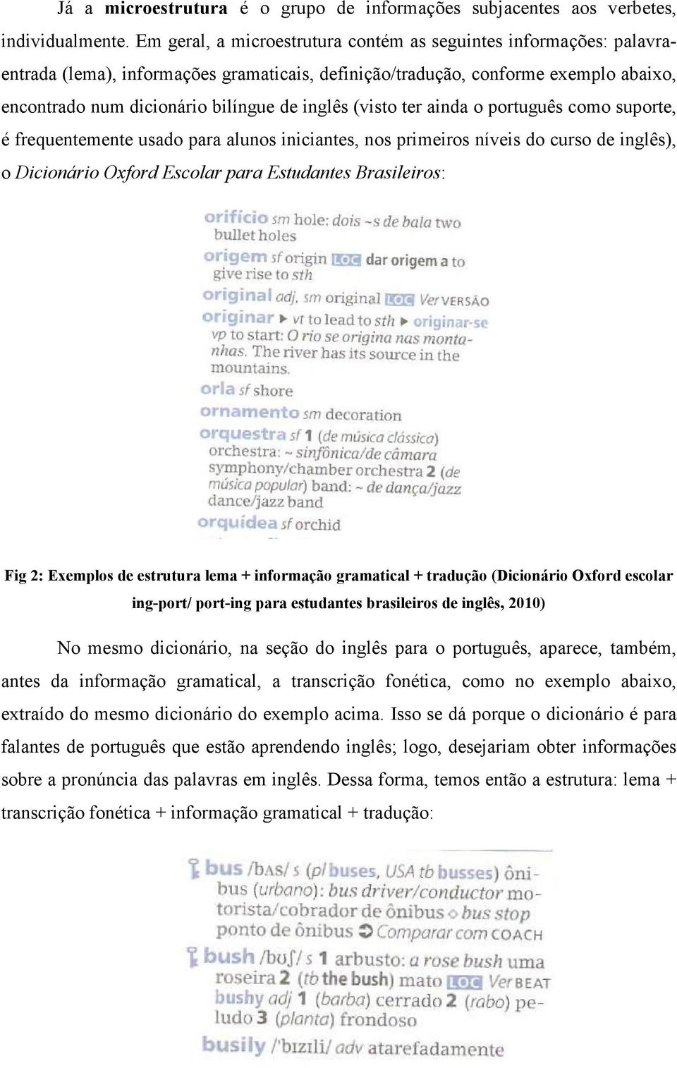 (visto ter ainda o português como suporte, é frequentemente usado para alunos iniciantes, nos primeiros níveis do curso de inglês), o Dicionário Oxford Escolar para Estudantes Brasileiros: Fig 2: