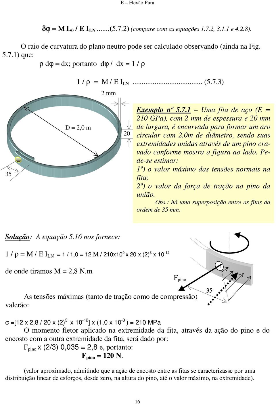 3) 2 mm 35 D = 2,0 m 20 Exemplo nº 5.7.