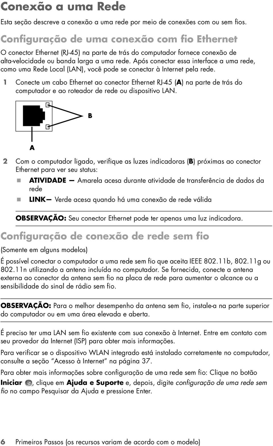 Após conectar essa interface a uma rede, como uma Rede Local (LAN), você pode se conectar à Internet pela rede.