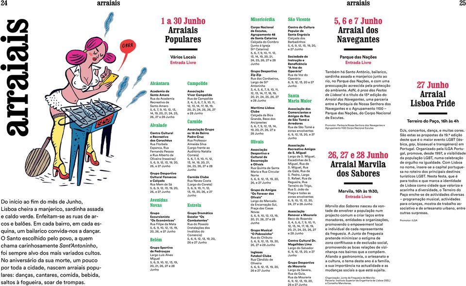 No aniversário da sua morte, um pouco por toda a cidade, nascem arraiais populares: danças, cantares, comida, bebida, saltos à fogueira, soar de trompas.