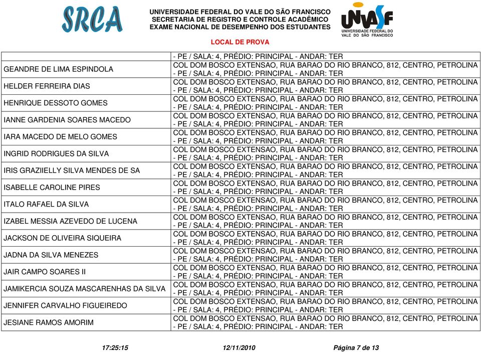 SILVA IZABEL MESSIA AZEVEDO DE LUCENA JACKSON DE OLIVEIRA SIQUEIRA JADNA DA SILVA MENEZES JAIR CAMPO SOARES II