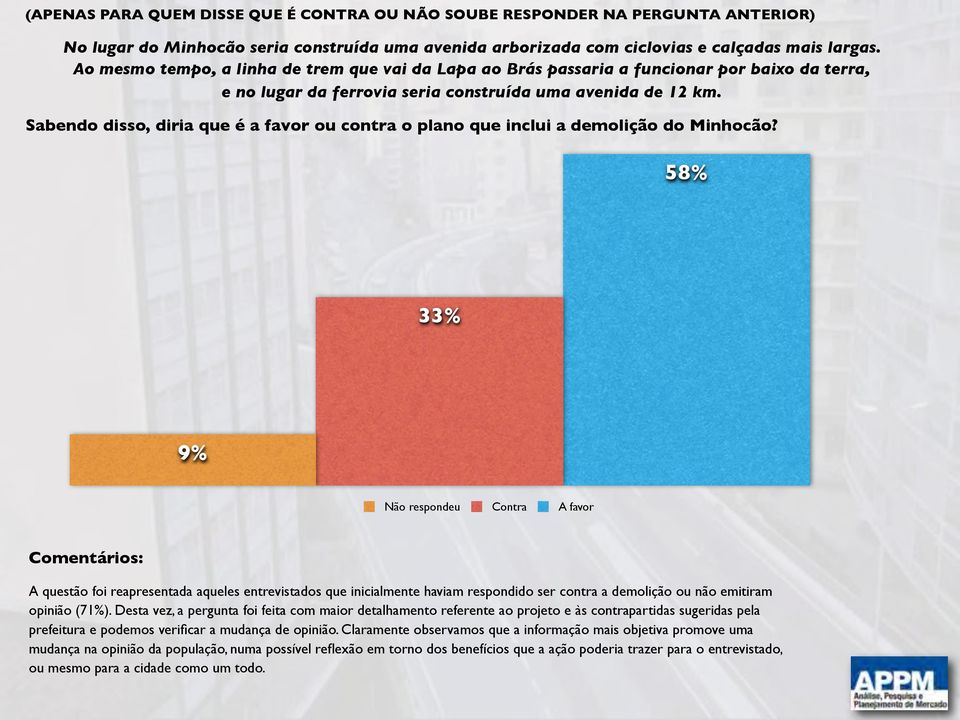 Sabendo disso, diria que é a favor ou contra o plano que inclui a demolição do Minhocão?