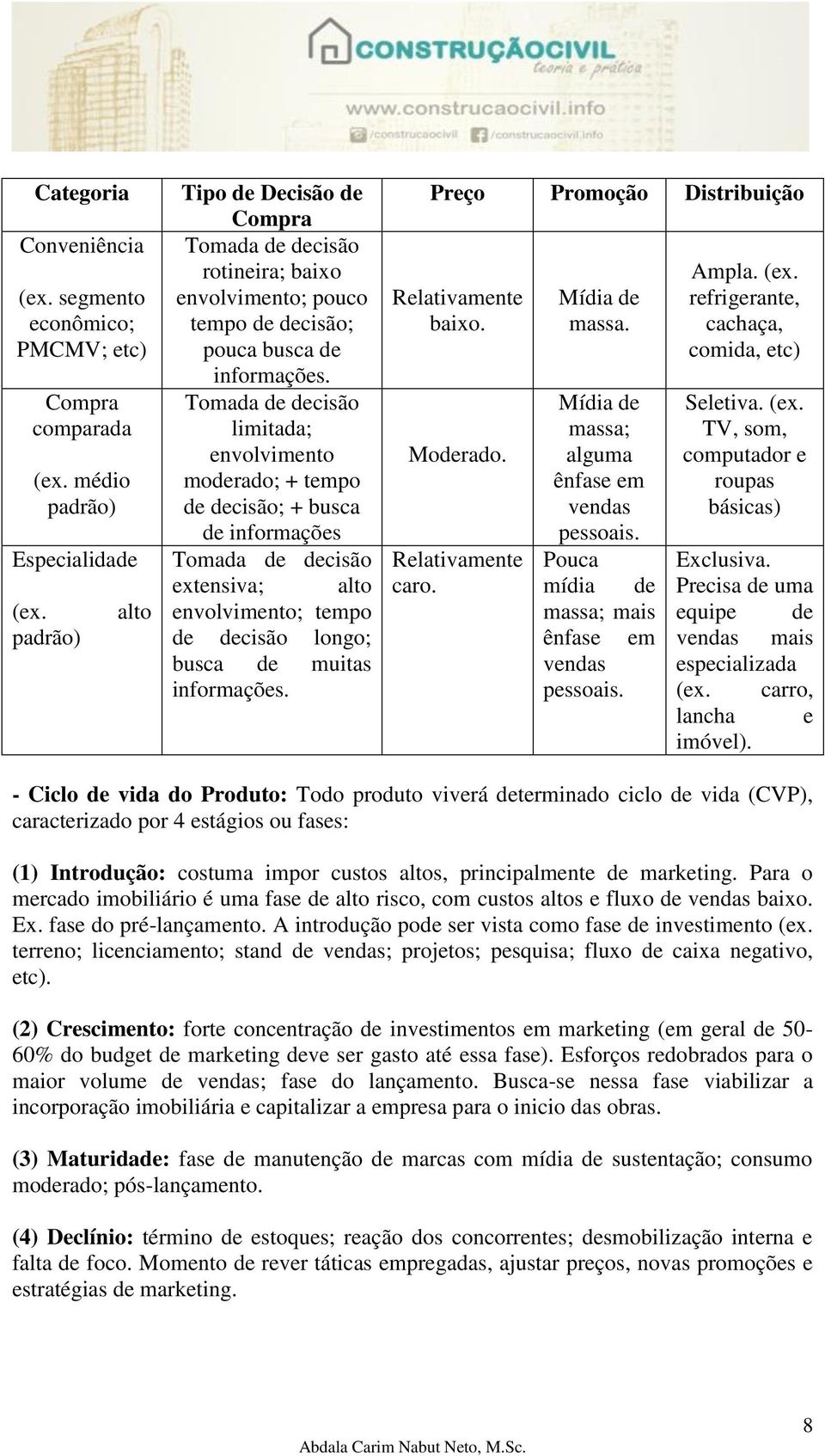 Tomada de decisão limitada; envolvimento moderado; + tempo de decisão; + busca de informações Tomada de decisão extensiva; alto envolvimento; tempo de decisão longo; busca de muitas informações.