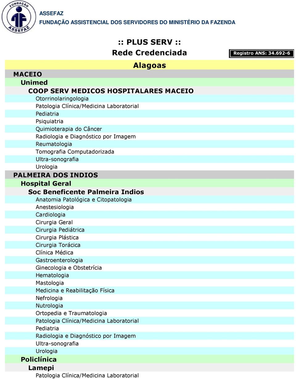 PALMEIRA DOS INDIOS Hospital Geral Soc Beneficente Palmeira Indios