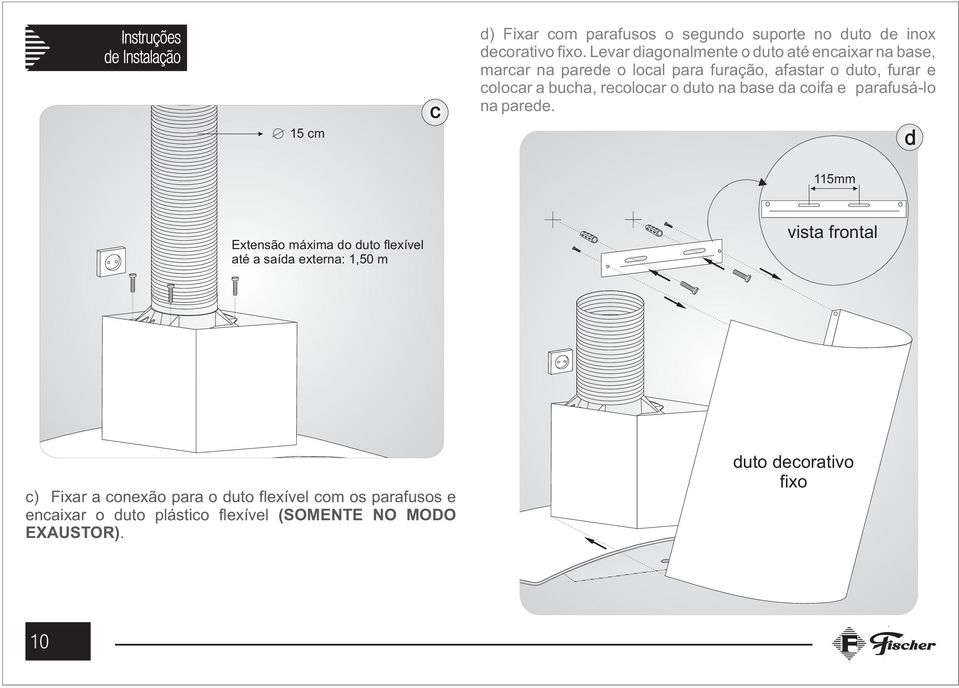 recolocar o duto na base da coifa e parafusá-lo na parede.