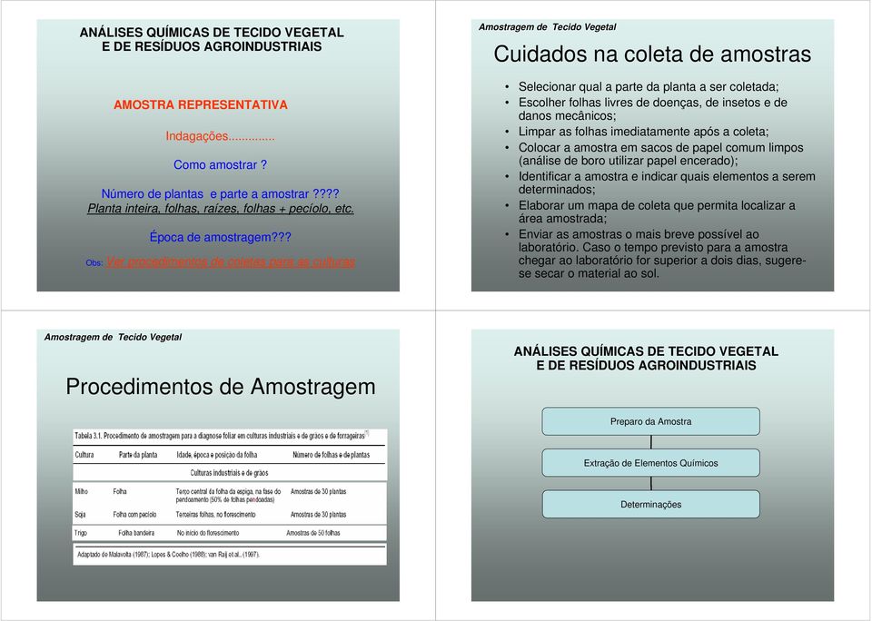 de insetos e de danos mecânicos; Limpar as folhas imediatamente após a coleta; Colocar a amostra em sacos de papel comum limpos (análise de boro utilizar papel encerado); Identificar a amostra e