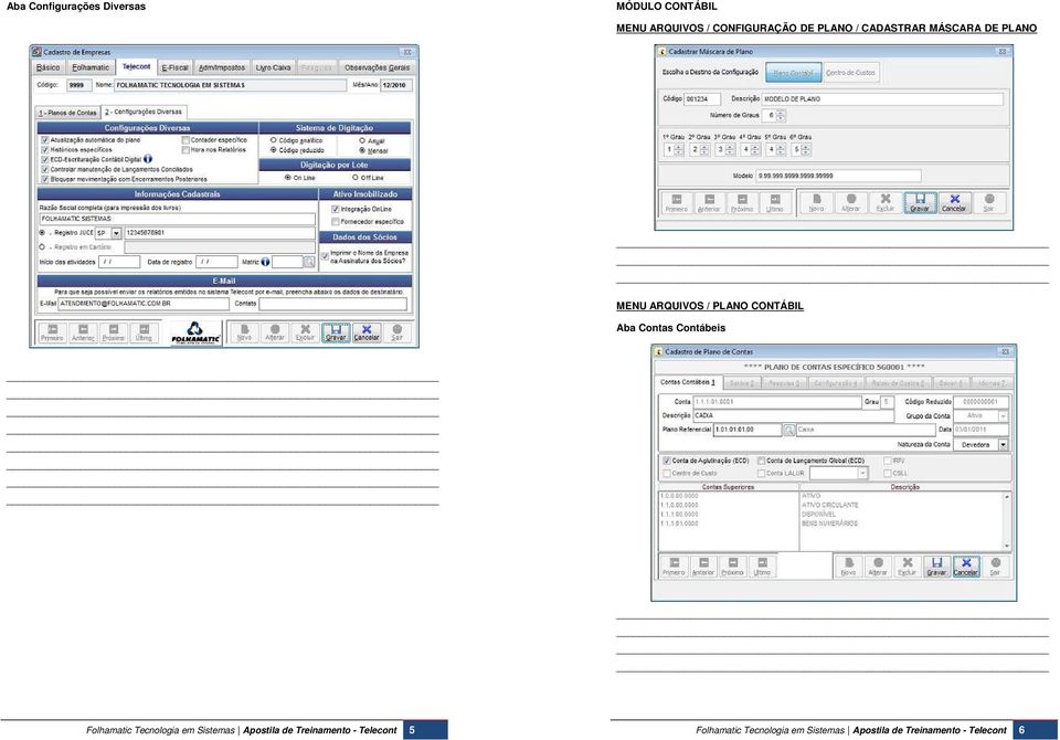 Contas Contábeis Folhamatic Tecnologia em Sistemas Apostila de Treinamento