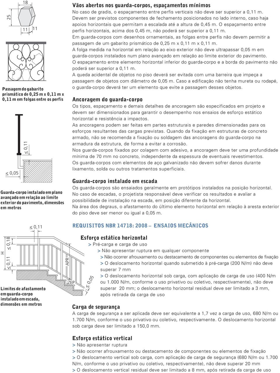 Devem ser previstos componentes de fechamento posicionados no lado interno, caso haja apoios horizontais que permitam a escalada até a altura de m.