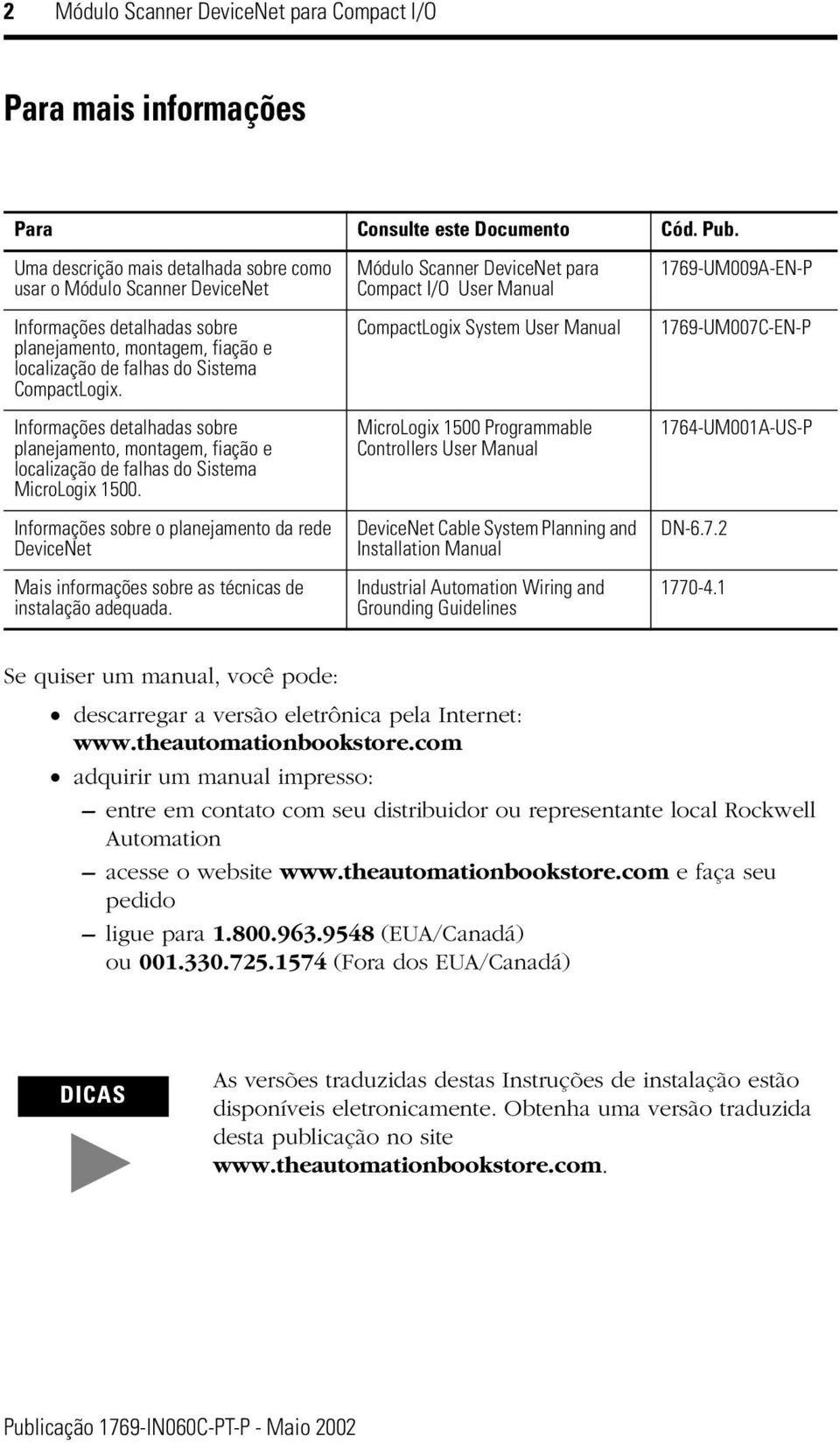 Informações detalhadas sobre planejamento, montagem, fiação e localização de falhas do Sistema MicroLogix 1500.