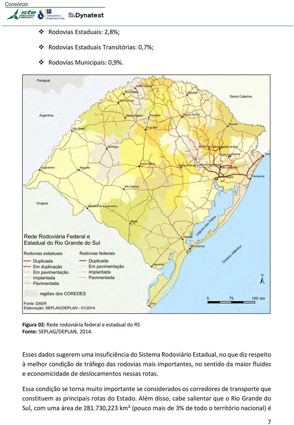 Esses dados sugerem uma insuficiência do Sistema Rodoviário Estadual, no que diz respeito à melhor condição de tráfego das rodovias mais importantes, no sentido da