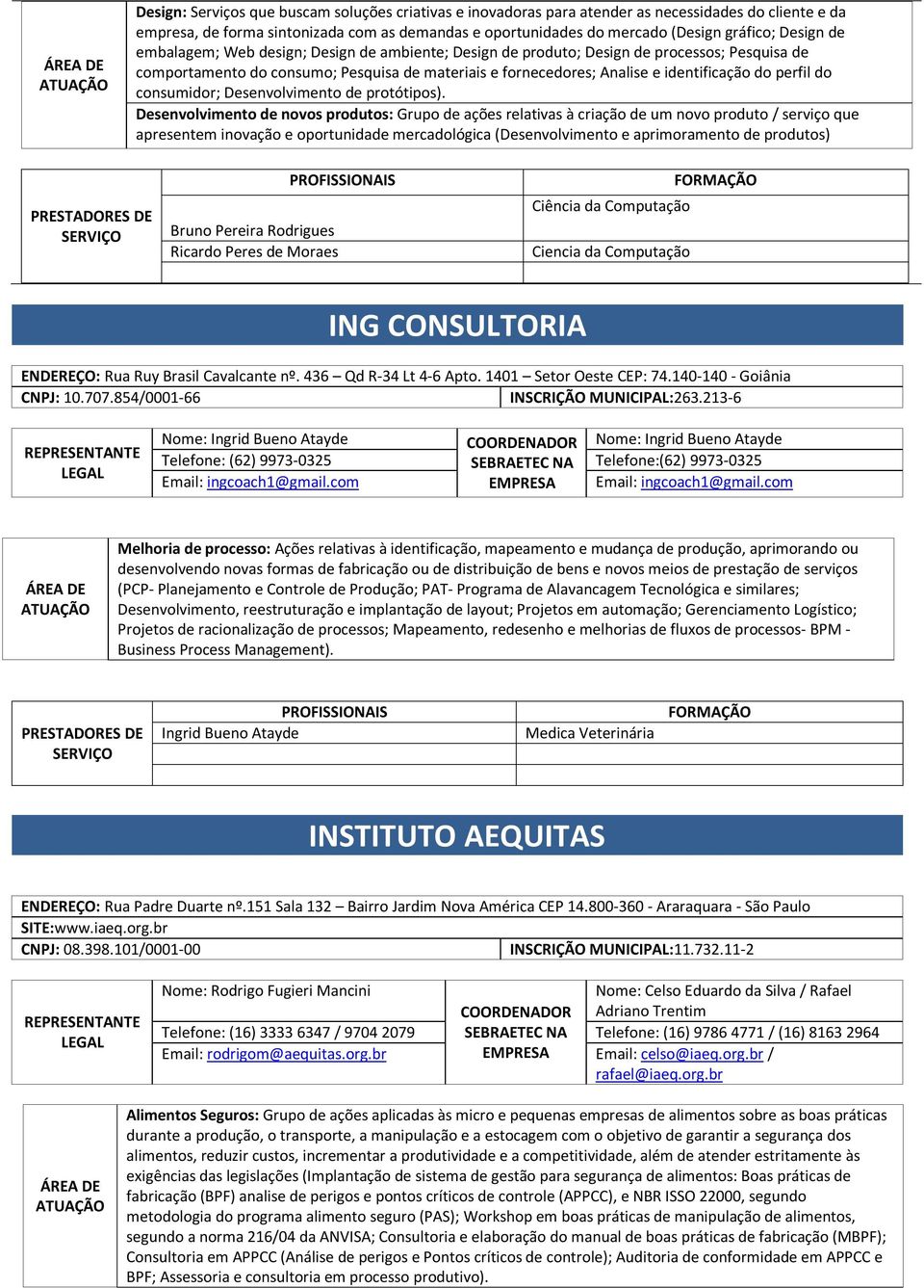 140-140 - Goiânia CNPJ: 10.707.854/0001-66 INSCRIÇÃO MUNICIPAL:263.213-6 Nome: Ingrid Bueno Atayde Nome: Ingrid Bueno Atayde Telefone: (62) 9973-0325 Telefone:(62) 9973-0325 Email: ingcoach1@gmail.