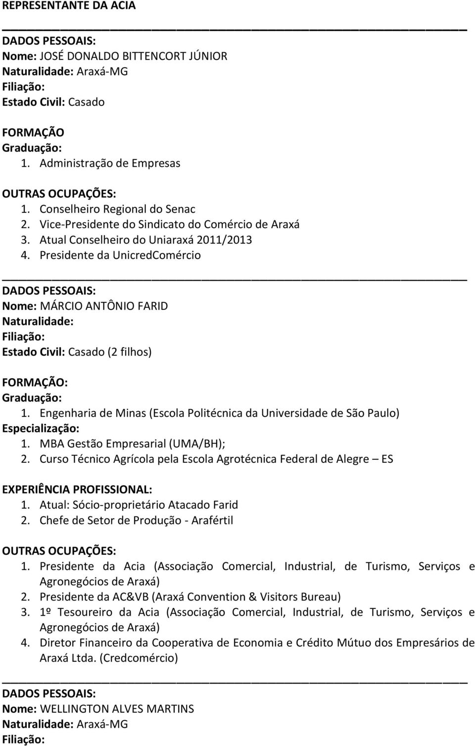 Engenharia de Minas (Escola Politécnica da Universidade de São Paulo) 1. MBA Gestão Empresarial (UMA/BH); 2.