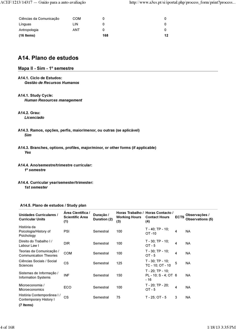 4. Curricular year/semester/trimester: 1st semester A14.5.