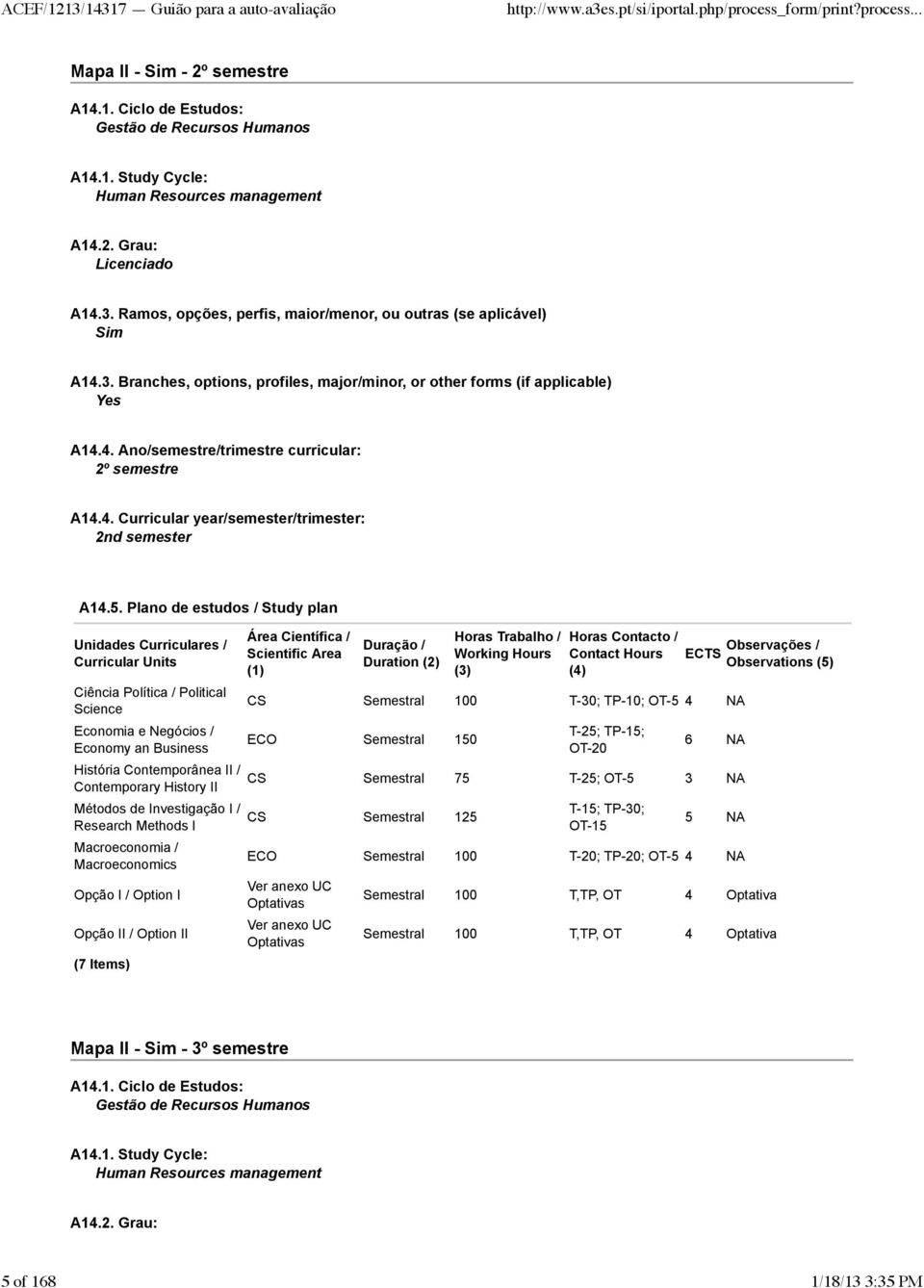 4. Curricular year/semester/trimester: 2nd semester A14.5.