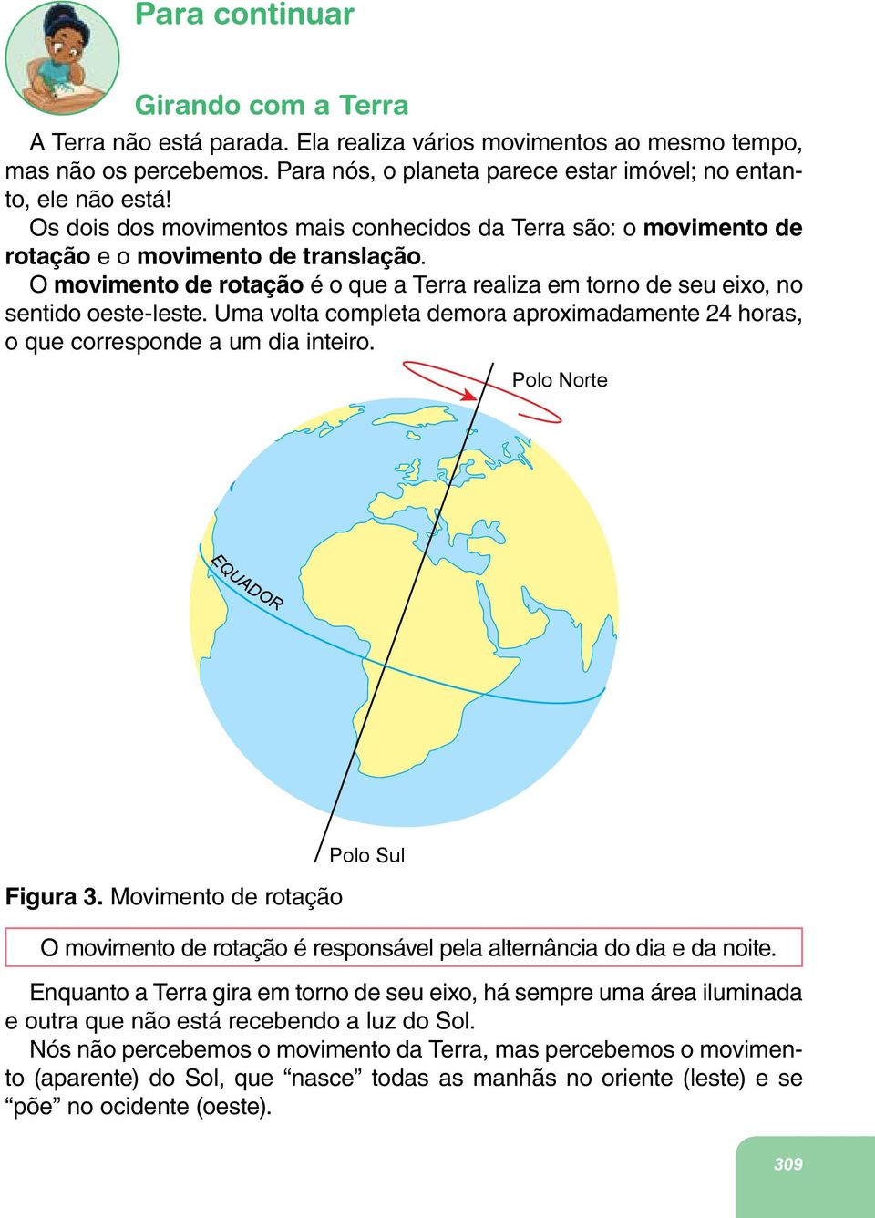 Uma volta completa demora aproximadamente 24 horas, o que corresponde a um dia inteiro. Polo Norte EQUADOR Figura 3.