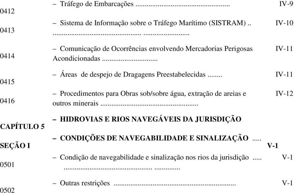 .. IV-11 0415 0416 Áreas de despejo de Dragagens Preestabelecidas.