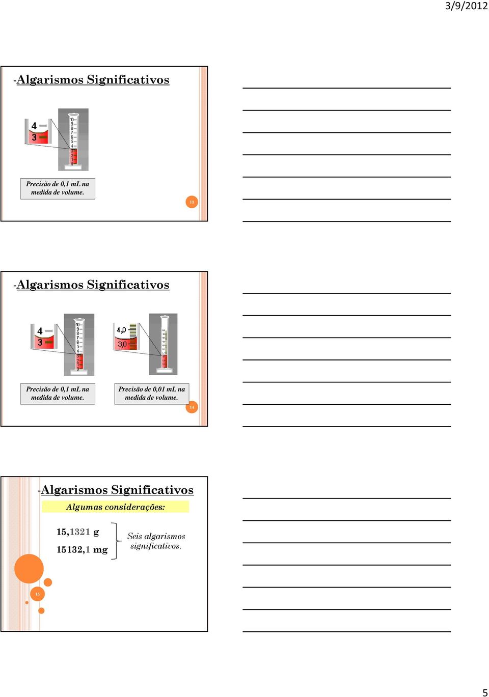 14 -Algarismos Significativos Algumas considerações: 15,1321 g 15132,1