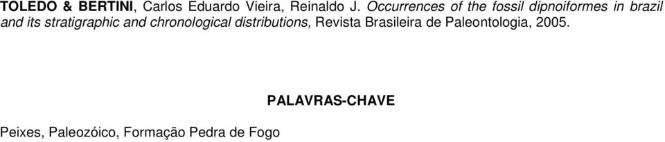 stratigraphic and chronological distributions, Revista