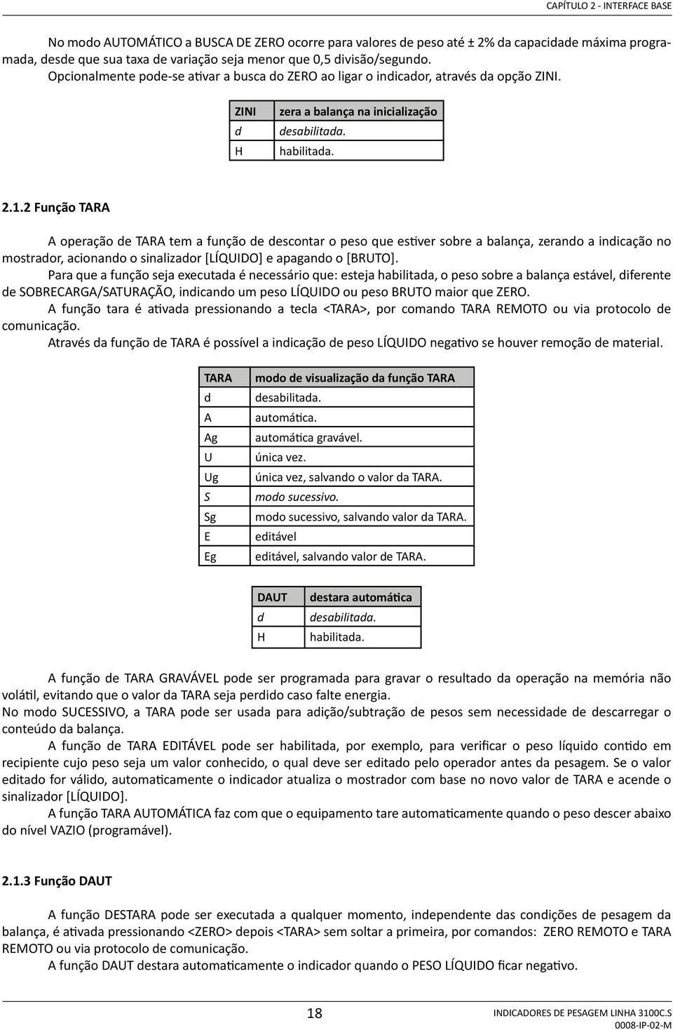 2 Função TARA A operação de TARA tem a função de descontar o peso que estiver sobre a balança, zerando a indicação no mostrador, acionando o sinalizador [LÍQUIDO] e apagando o [BRUTO].