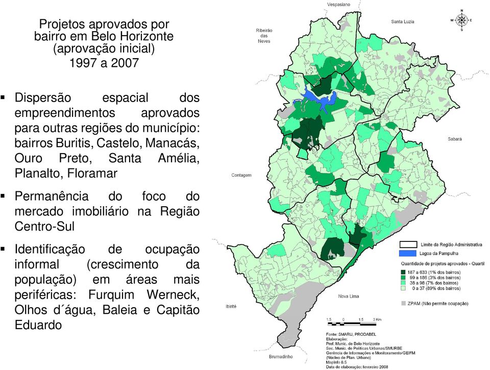 Floramar Permanência do foco do mercado imobiliário na Região Centro-Sul Identificação de ocupação informal