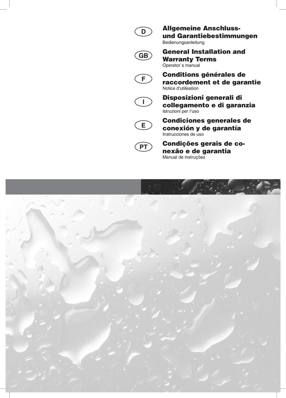 utilisation Disposizioni generali di collegamento e di garanzia Istruzioni per I uso Condiciones