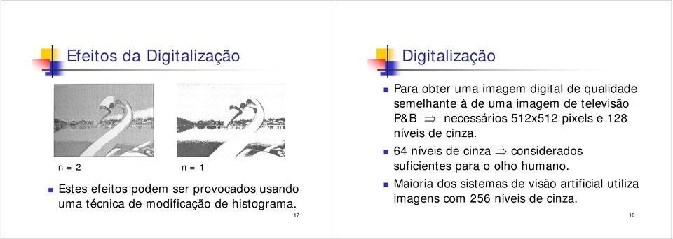 17 Para obter uma imagem digital de qualidade semelhante à de uma imagem de televisão P&B