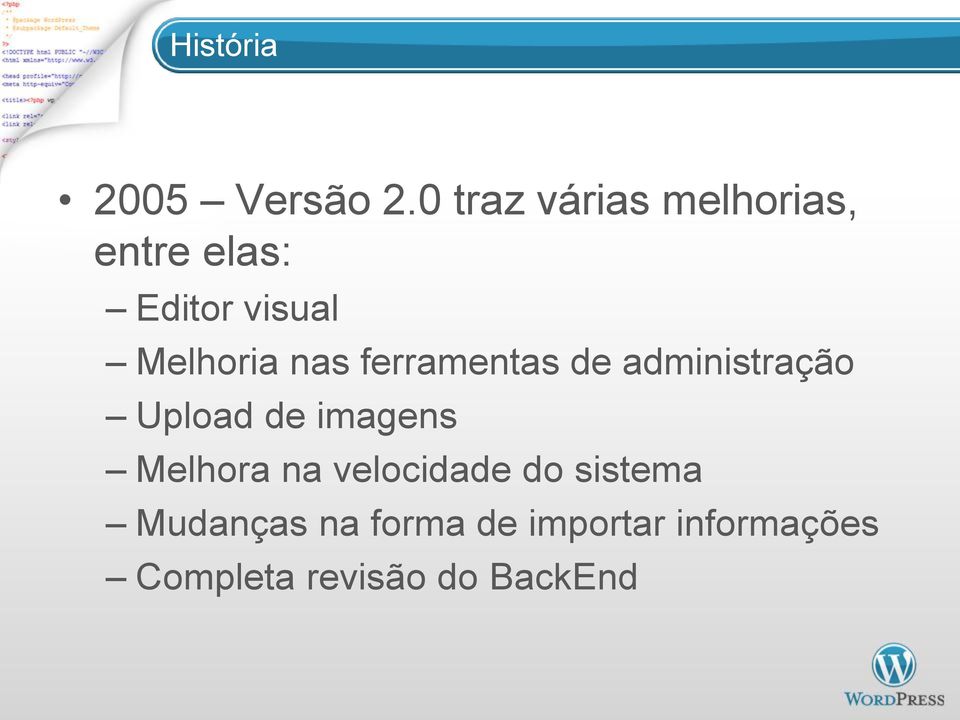 Melhoria nas ferramentas de administração Upload de