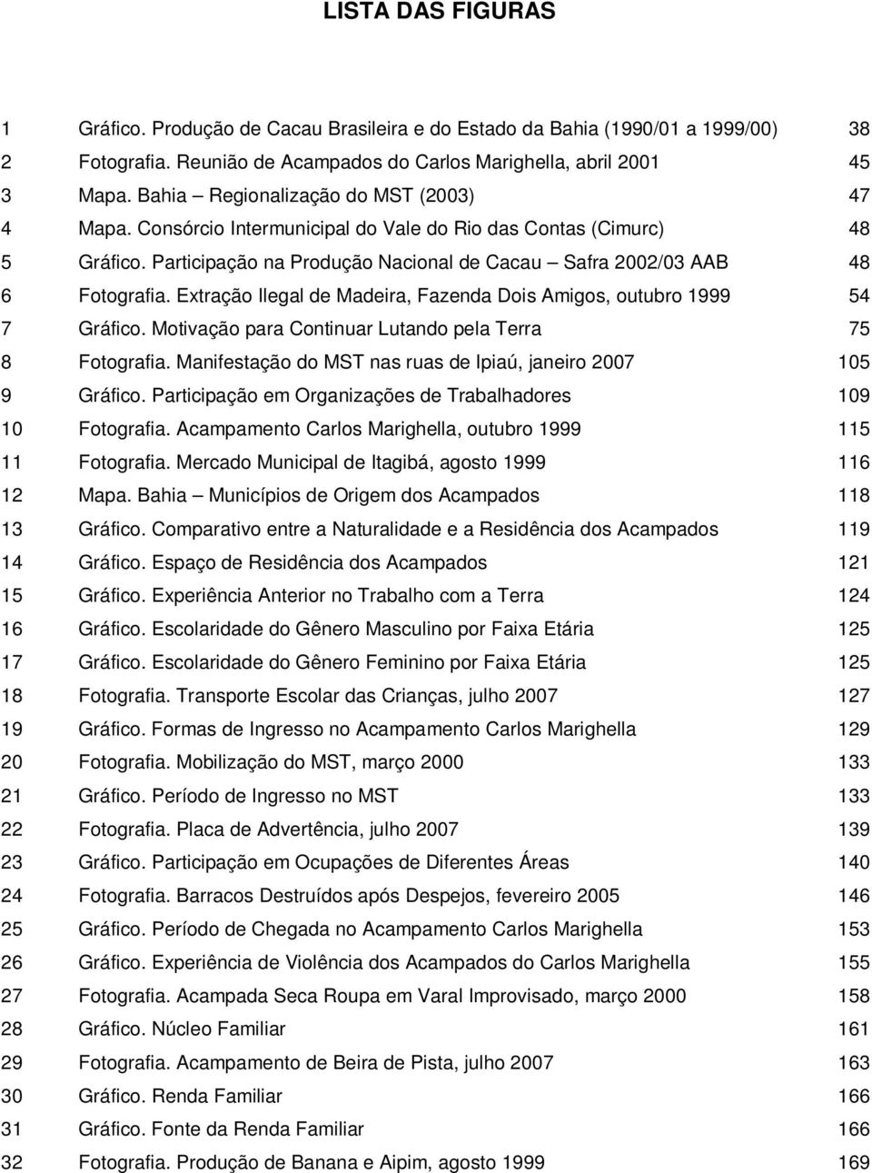 Extração Ilegal de Madeira, Fazenda Dois Amigos, outubro 1999 54 7 Gráfico. Motivação para Continuar Lutando pela Terra 75 8 Fotografia.