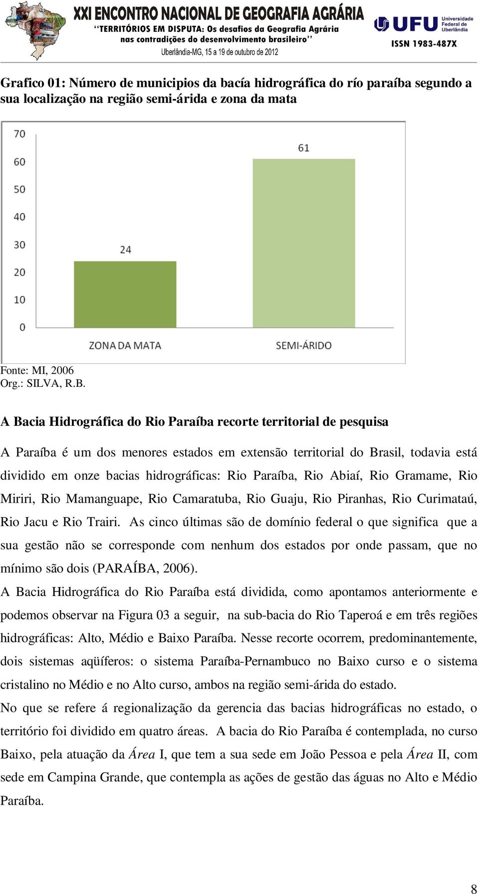 Paraíba, Rio Abiaí, Rio Gramame, Rio Miriri, Rio Mamanguape, Rio Camaratuba, Rio Guaju, Rio Piranhas, Rio Curimataú, Rio Jacu e Rio Trairi.