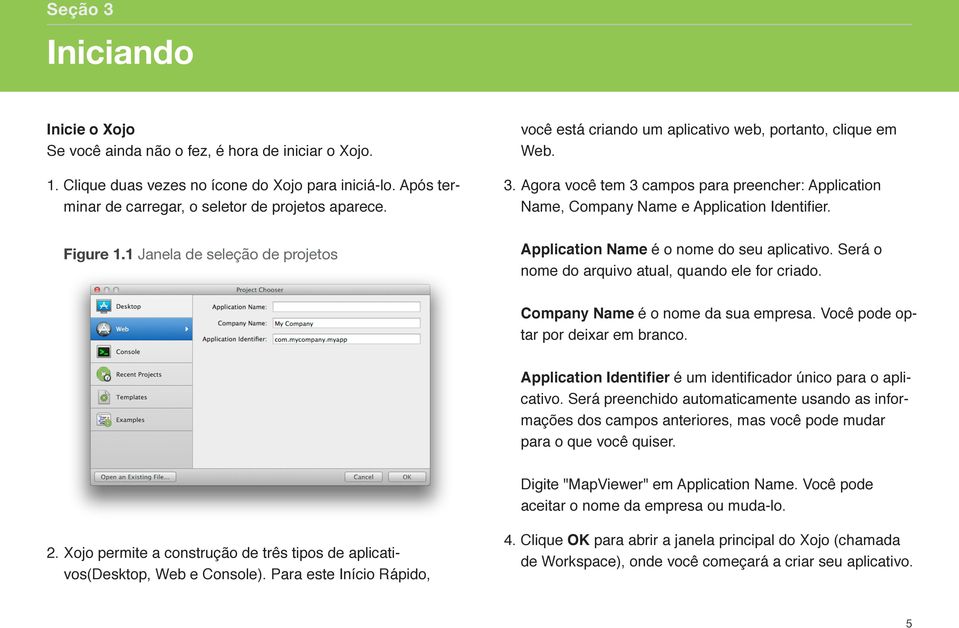 Para este Início Rápido, você está criando um aplicativo web, portanto, clique em Web. 3. Agora você tem 3 campos para preencher: Application Name, Company Name e Application Identifier.