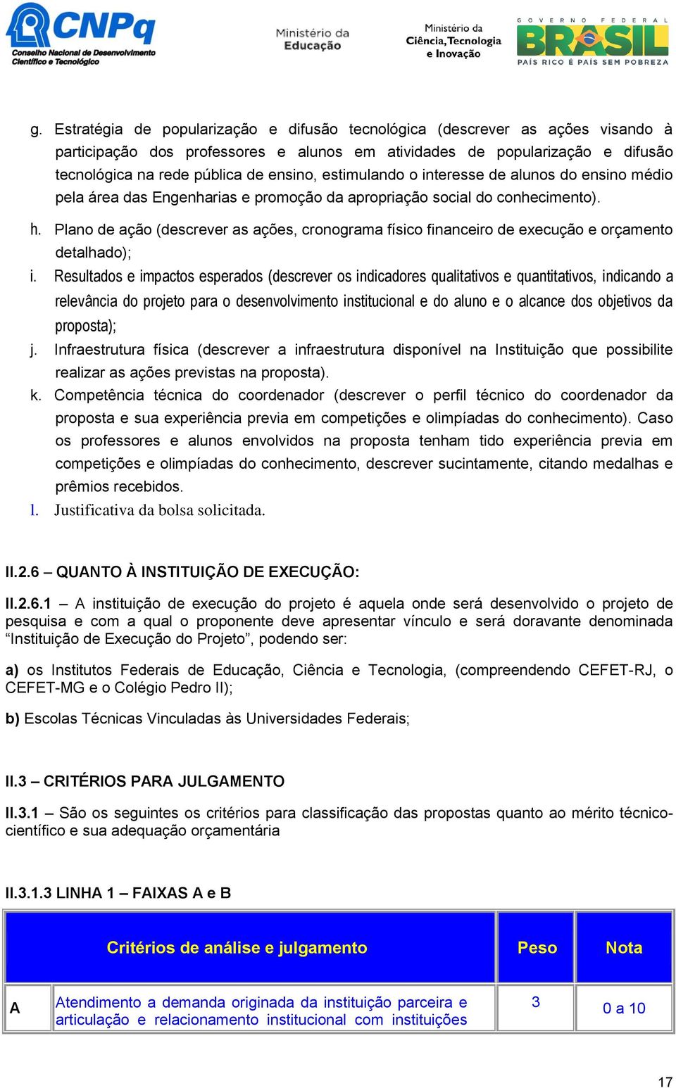 Plano de ação (descrever as ações, cronograma físico financeiro de execução e orçamento detalhado); i.