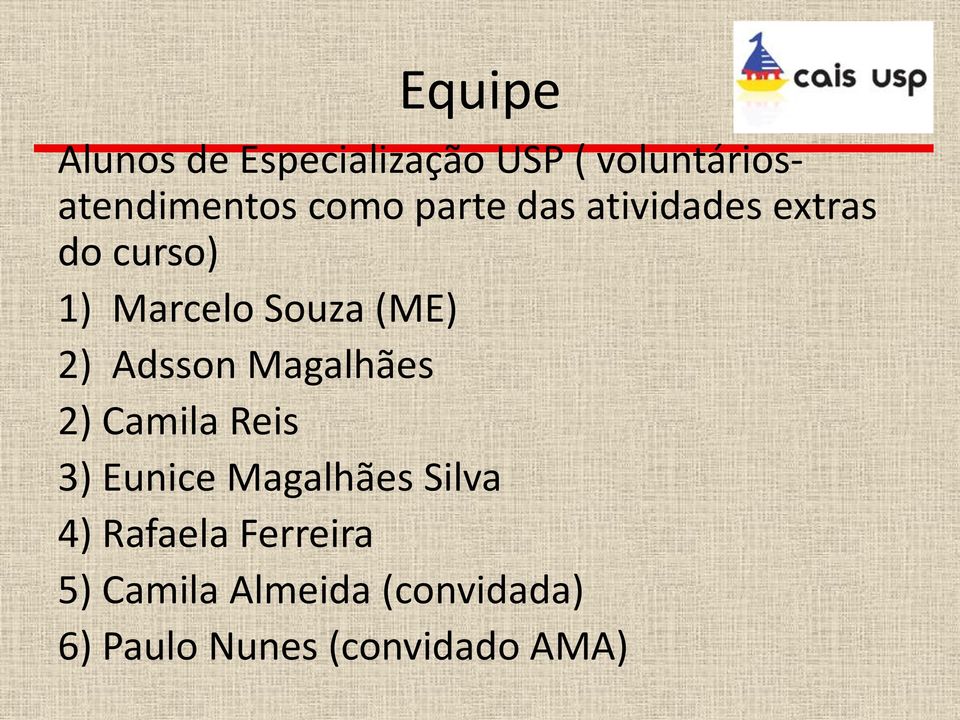Adsson Magalhães 2) Camila Reis 3) Eunice Magalhães Silva 4)