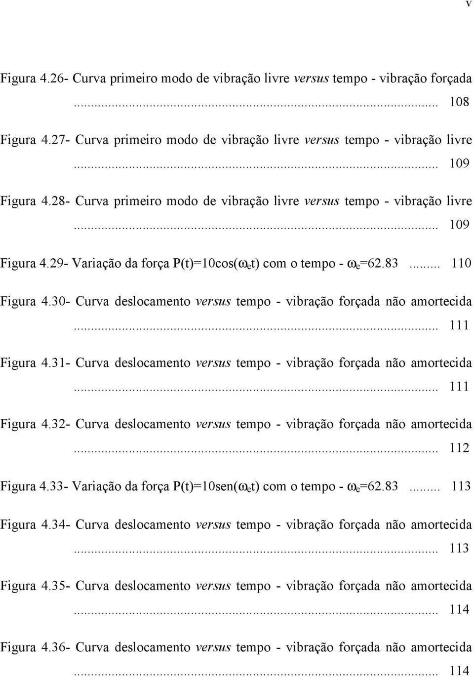 .. Figura 4.3- Curva deslocamento versus tempo - vibração forçada não amortecida... Figura 4.3- Curva deslocamento versus tempo - vibração forçada não amortecida... Figura 4.33- Variação da força P(t)=sen(ω e t) com o tempo - ω e =6.