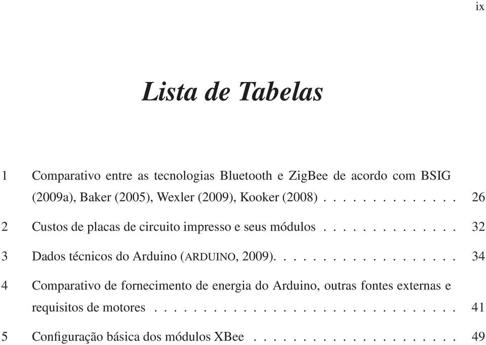 ............. 32 3 Dados técnicos do Arduino (ARDUINO, 2009).
