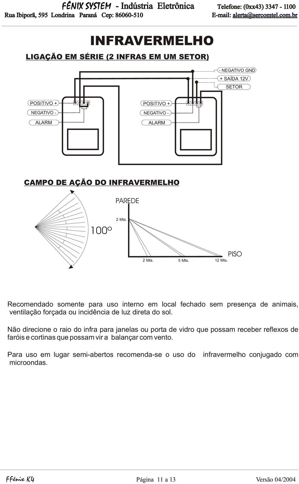 PISO Recomendado somente para uso interno em local fechado sem presença de animais, ventilação forçada ou incidência de luz direta do sol.