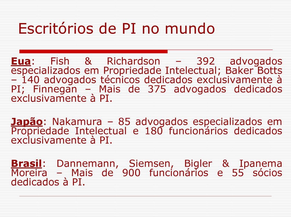 à PI. Japão: Nakamura 85 advogados especializados em Propriedade Intelectual e 180 funcionários dedicados