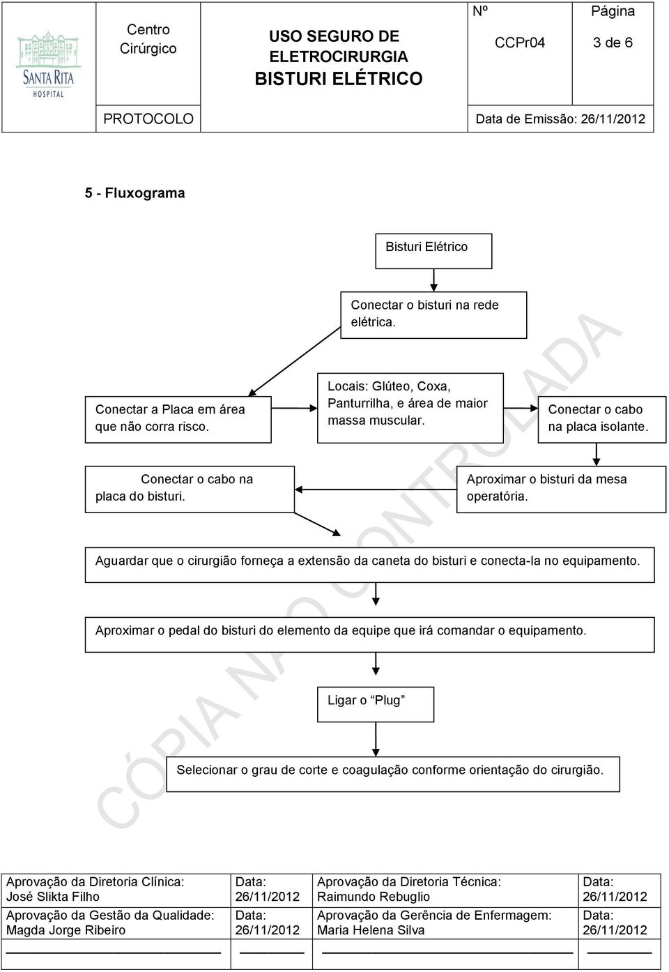 Aproximar o bisturi da mesa operatória. Aguardar que o cirurgião forneça a extensão da caneta do bisturi e conecta-la no equipamento.