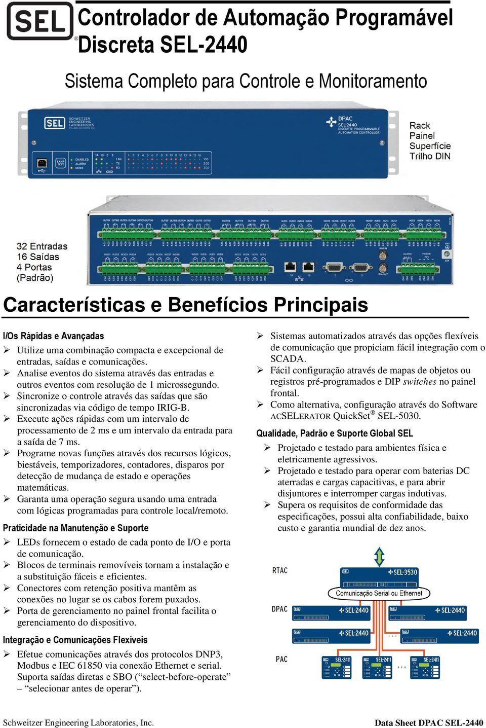 Sincronize o controle através das saídas que são sincronizadas via código de tempo IRIG-B.