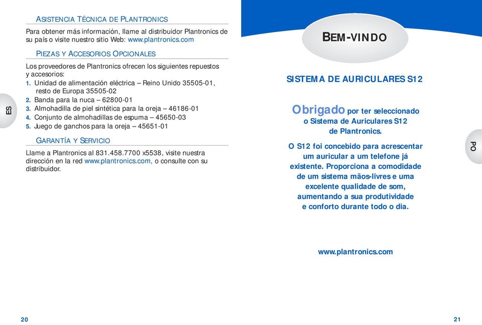 Unidad de alimentación eléctrica Reino Unido 35505-01, resto de Europa 35505-02 2. Banda para la nuca 62800-01 3. Almohadilla de piel sintética para la oreja 46186-01 4.