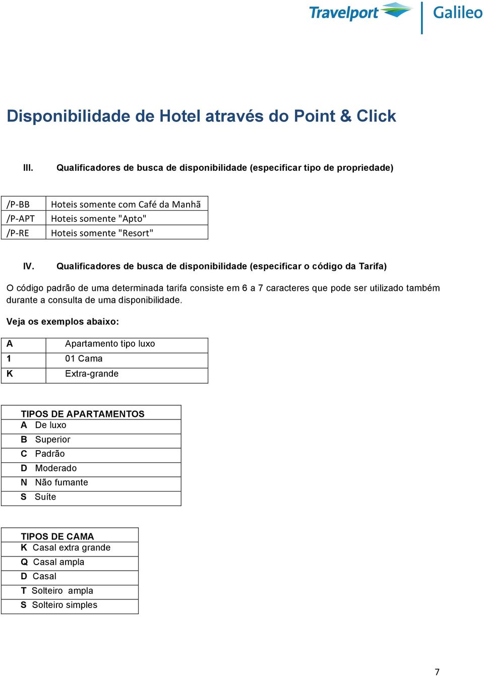 IV. Qualificadores de busca de disponibilidade (especificar o código da Tarifa) O código padrão de uma determinada tarifa consiste em 6 a 7 caracteres que pode ser utilizado