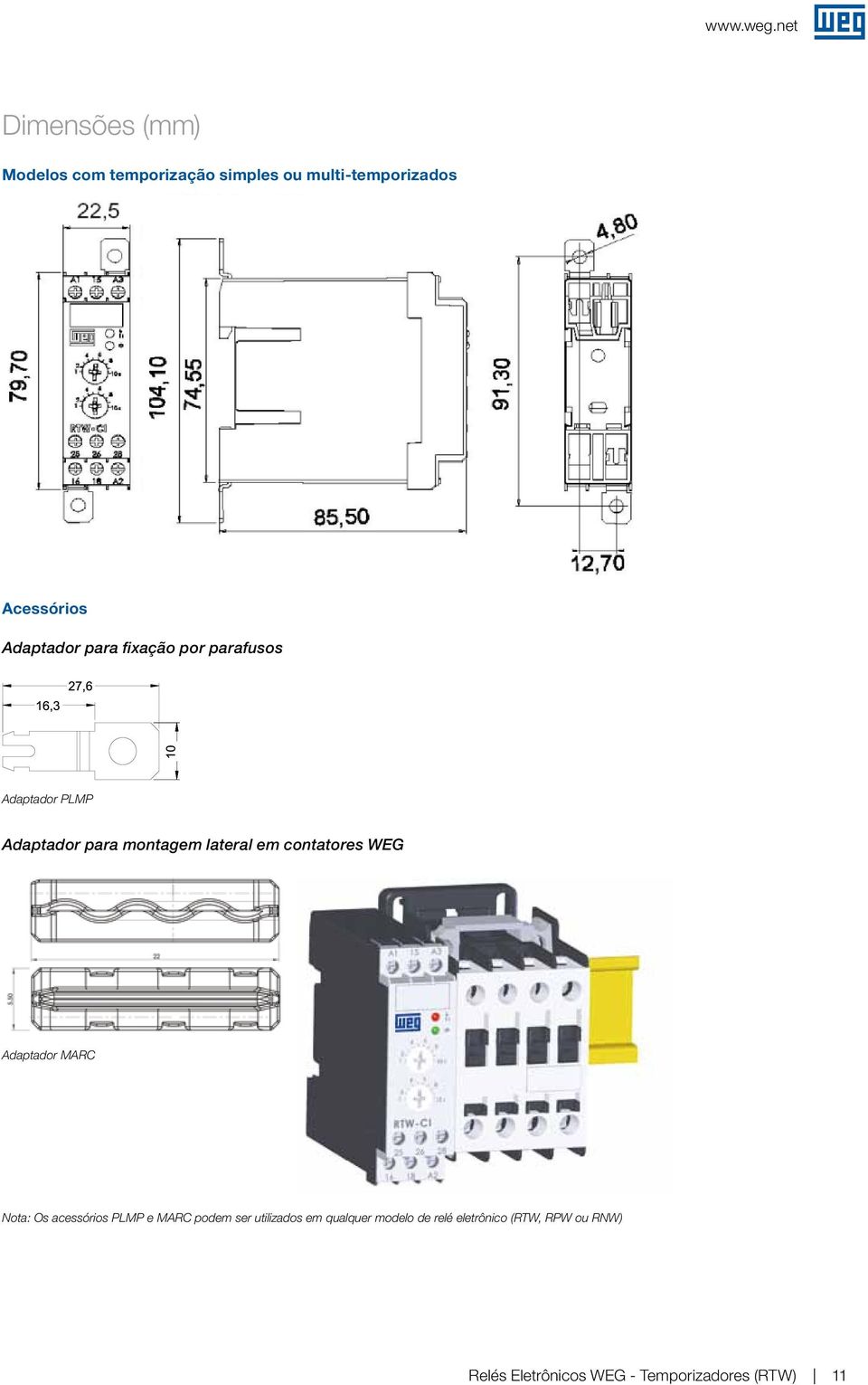 Adaptador para fixação por parafusos Adaptador PLMP Adaptador para montaem lateral em