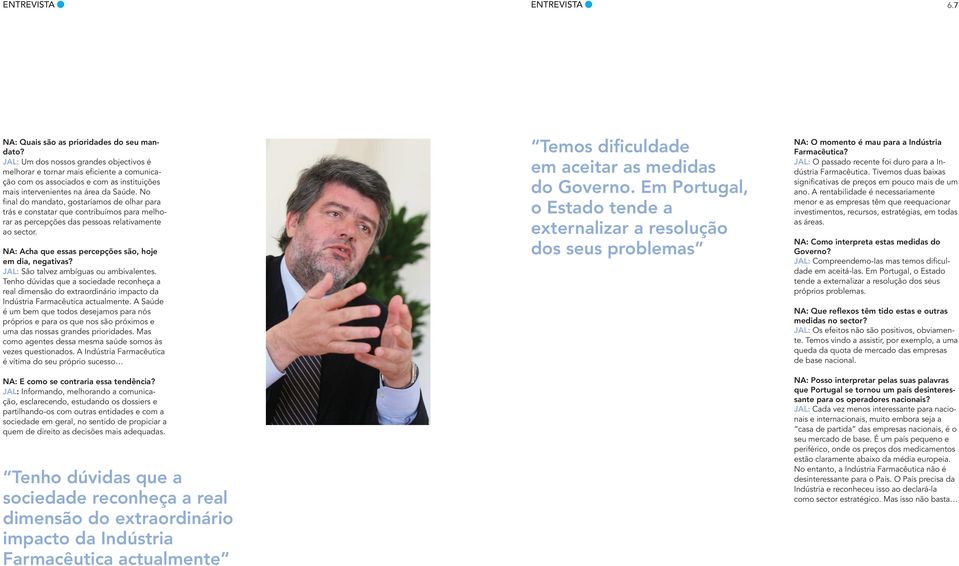 No final do mandato, gostaríamos de olhar para trás e constatar que contribuímos para melhorar as percepções das pessoas relativamente ao sector.