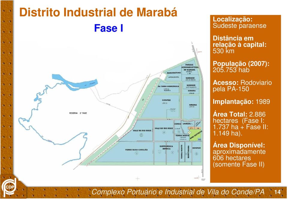 753 hab Acesso: Rodoviario pela PA-150 Implantação: 1989 Área Total: 2.