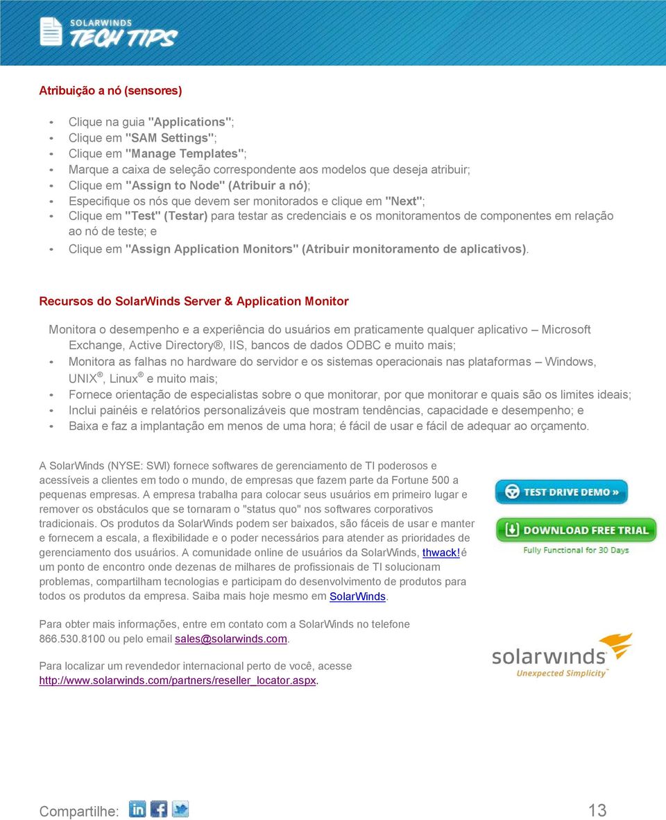 ao nó de teste; e Clique em "Assign Application Monitors" (Atribuir monitoramento de aplicativos).