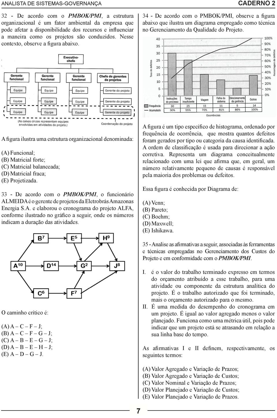 A figura ilustra uma estrutura organizacional denominada: (A) Funcional; (B) Matricial forte; (C) Matricial balanceada; (D) Matricial fraca; (E) Projetizada.