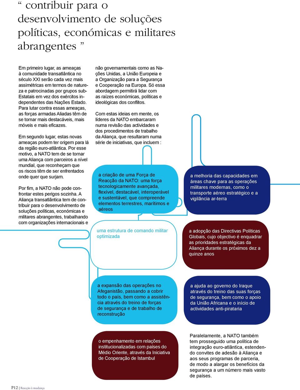 Para lutar contra essas ameaças, as forças armadas Aliadas têm de se tornar mais destacáveis, mais móveis e mais eficazes.